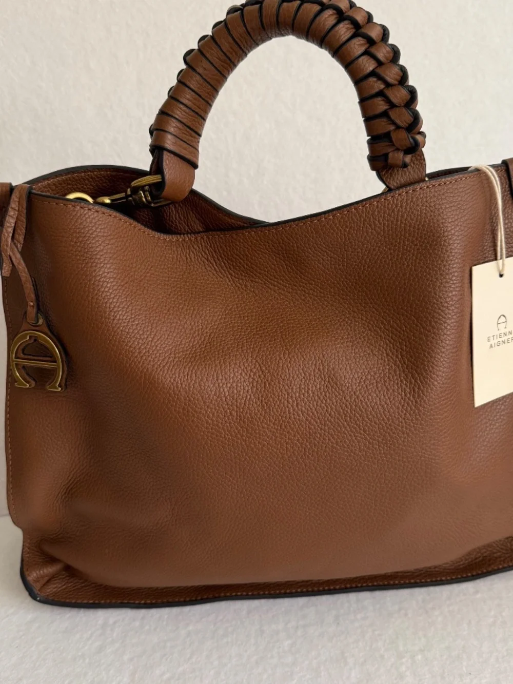 NWT Etienne Aigner Alexandra Large Leather Hobo Bag in Brown